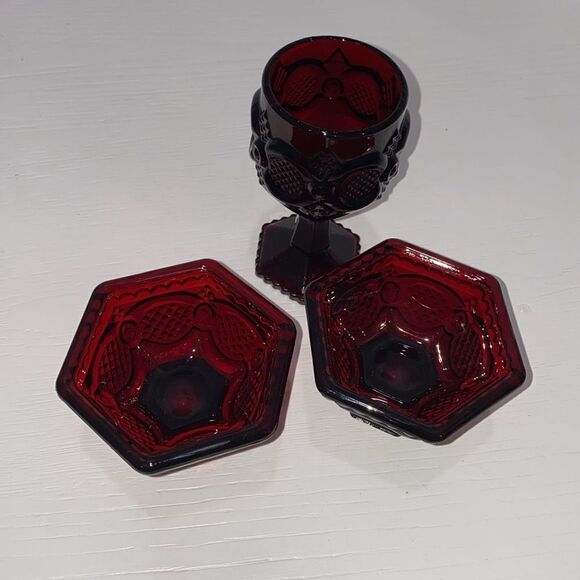 Avon Vintage Cape Cod Ruby Red Collection 3oz Wine Goblet With Candle Sticks - Picture 10 of 11